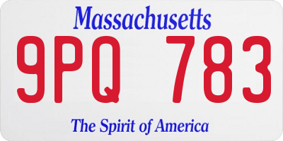 MA license plate 9PQ783