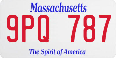 MA license plate 9PQ787