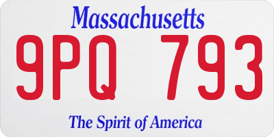 MA license plate 9PQ793