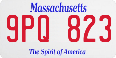MA license plate 9PQ823