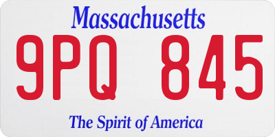 MA license plate 9PQ845