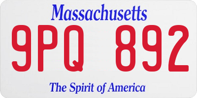 MA license plate 9PQ892
