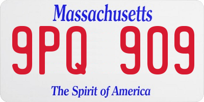 MA license plate 9PQ909