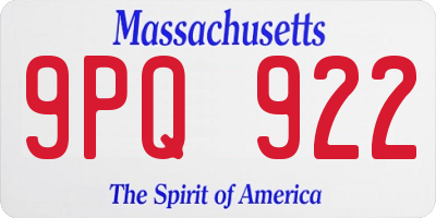 MA license plate 9PQ922