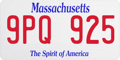 MA license plate 9PQ925