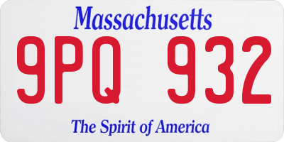 MA license plate 9PQ932