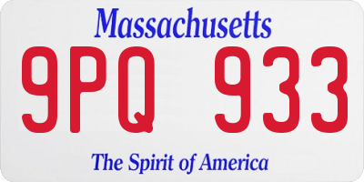 MA license plate 9PQ933