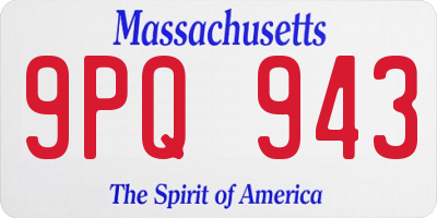 MA license plate 9PQ943