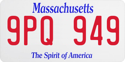 MA license plate 9PQ949