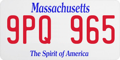 MA license plate 9PQ965