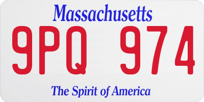 MA license plate 9PQ974
