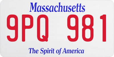 MA license plate 9PQ981