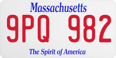 MA license plate 9PQ982
