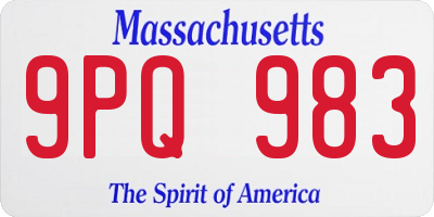 MA license plate 9PQ983