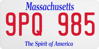 MA license plate 9PQ985