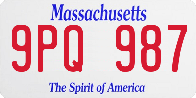 MA license plate 9PQ987
