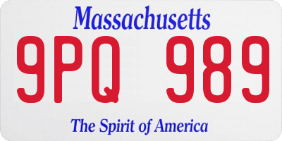 MA license plate 9PQ989