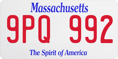 MA license plate 9PQ992