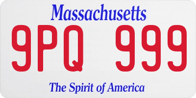 MA license plate 9PQ999