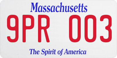 MA license plate 9PR003