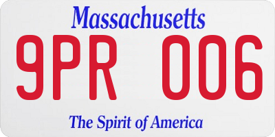 MA license plate 9PR006