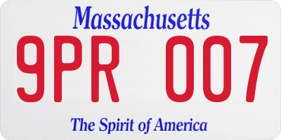 MA license plate 9PR007