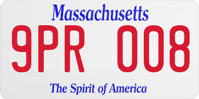 MA license plate 9PR008
