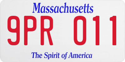 MA license plate 9PR011