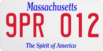 MA license plate 9PR012
