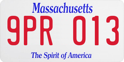 MA license plate 9PR013