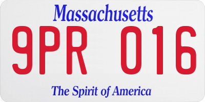 MA license plate 9PR016