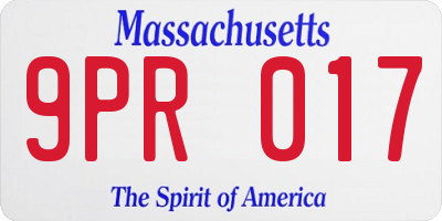 MA license plate 9PR017