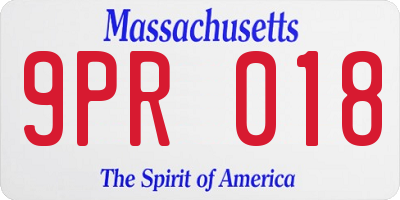 MA license plate 9PR018