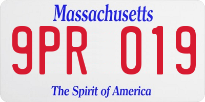 MA license plate 9PR019
