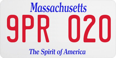 MA license plate 9PR020