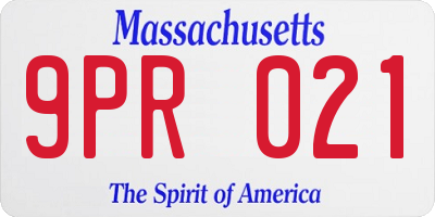 MA license plate 9PR021