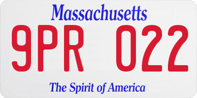 MA license plate 9PR022