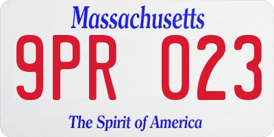MA license plate 9PR023