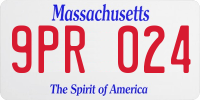 MA license plate 9PR024