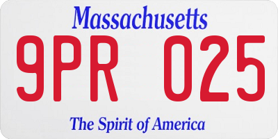 MA license plate 9PR025