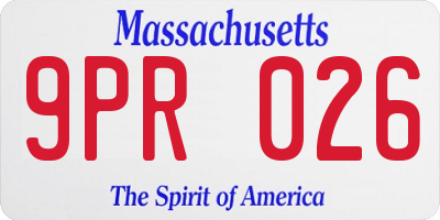 MA license plate 9PR026