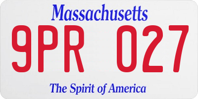 MA license plate 9PR027