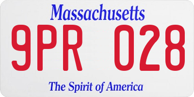 MA license plate 9PR028
