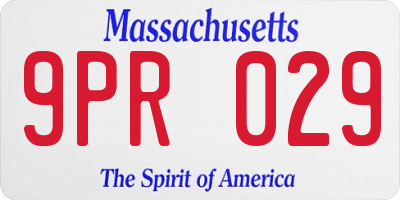 MA license plate 9PR029