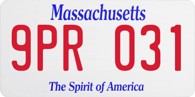 MA license plate 9PR031