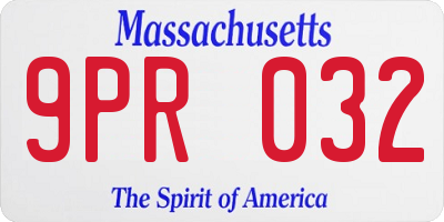 MA license plate 9PR032