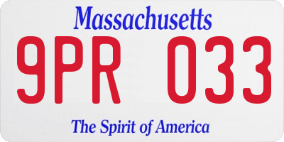 MA license plate 9PR033