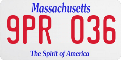 MA license plate 9PR036