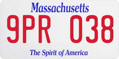 MA license plate 9PR038