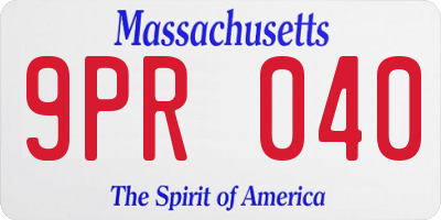 MA license plate 9PR040
